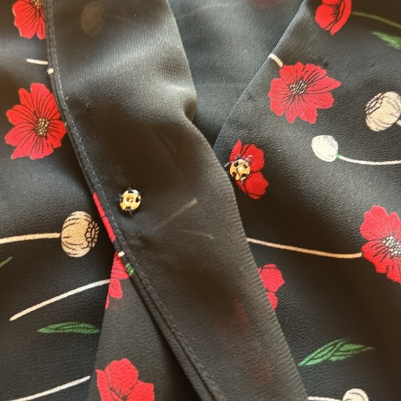 ASTR Surplice Top Womens Medium Floral Dark Feminine Work Office Career Red Blk - Picture 9 of 11